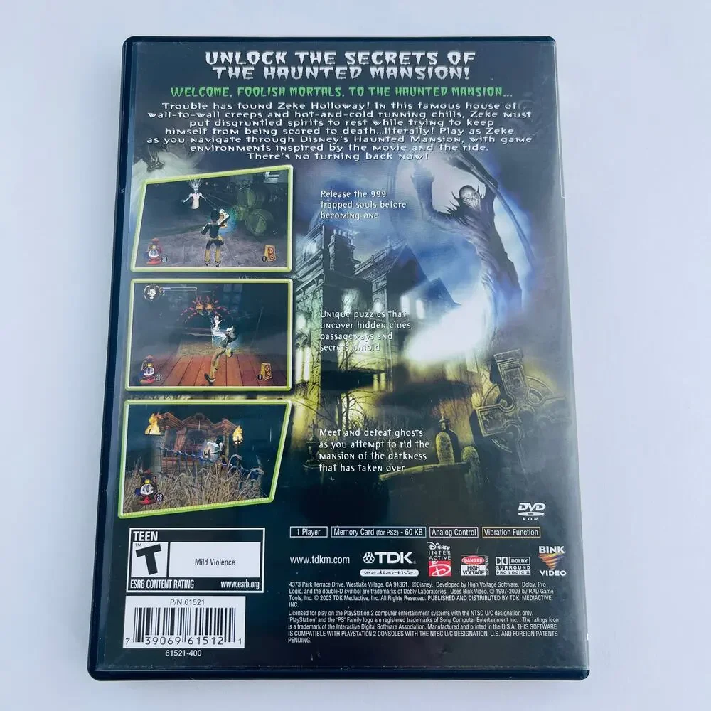 Disney's The Haunted Mansion Sony PlayStation 2 PS2 2003 CIB + Registration Teen